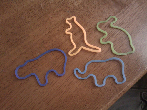 Rubber bands shaped like animals
